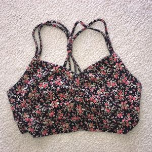 Forever 21 Red and Black Floral Bralette Size L